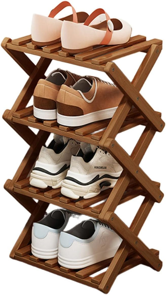 YYW Bamboo Shoe Rack for Entryway, Free Standing Shoe Racks Shelf Closet, Widen Foldable Vertical Shoe Storage Organizer for Living Room-NeatNest
