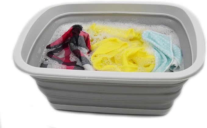 SAMMART 10L (2.6 Gallon) Collapsible Tub-Foldable Dish Tub-Portable Washing Basin-Space Saving Plastic Washtub (Grey, 1)-NeatNest