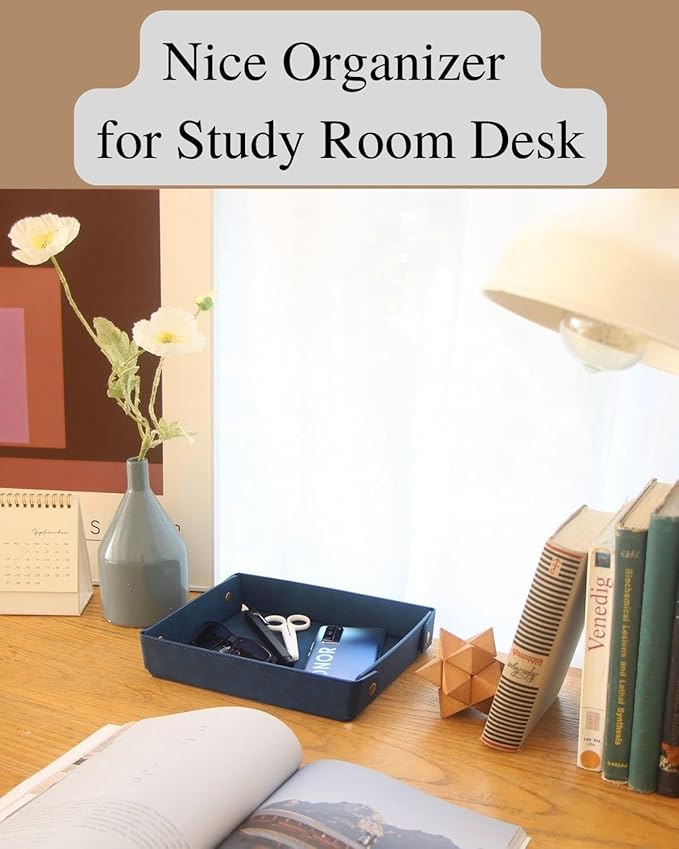 CASIRENA Father's Day Gifts Faux Leather Valet Tray Organizer for Men - Catch-All Tray for Entryway Table Key, Wallet, Watch, Coin Change, Phone, Dresser EDC Dump Jewelry, Bedside Nightstand Desk-top-NeatNest