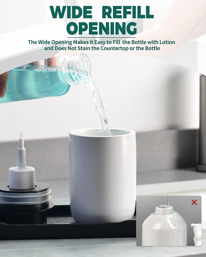 BosilunLife Foaming Soap Dispenser - Ceramic White Soap Dispenser Bathroom Small Foam Hand Dispenser Refillable Kitchen Dish Soap Bottle Hand Wash Dispenser-NeatNest