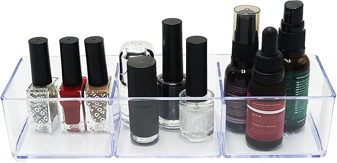 carrotez 3 Compartment Clear Plastic Drawer Organizer for Makeup, Bathroom, Desk, Vanity-NeatNest