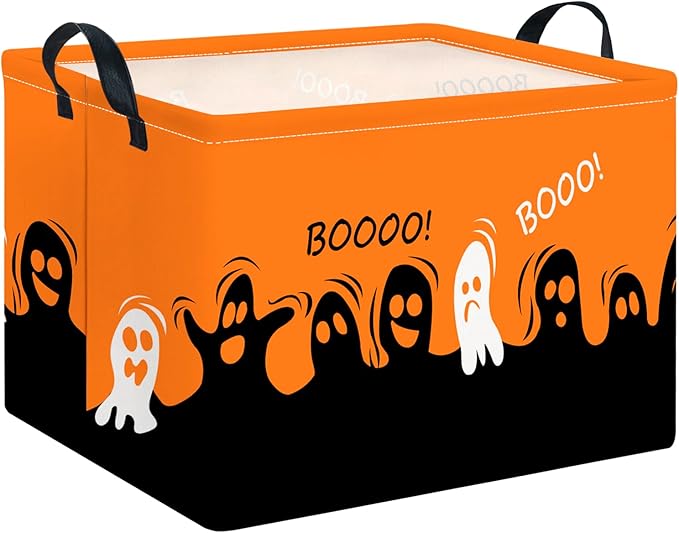 CLOCOR Rectangular Storage Basket Empty,Gift Basket for Halloween, Waterproof Storage Bin with Handles,Room Decor(Spooky)-NeatNest