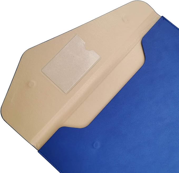 Enyuwlcm PU A4 Leather File Folder Document Holder Folder Stylish Portfolio Envelope Case with Strap and Invisible Magnetic Closure (Blue)