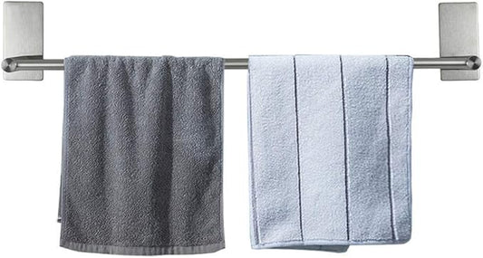 NearMoon Self Adhesive Bathroom Towel Bar- Stainless Steel Bath Wall Shelf Rack Hanging Towel Stick On Sticky Hanger Contemporary Style, NO Drilling (2 Pack, Brushed Nickel, 24-Inch Towel Rack)
