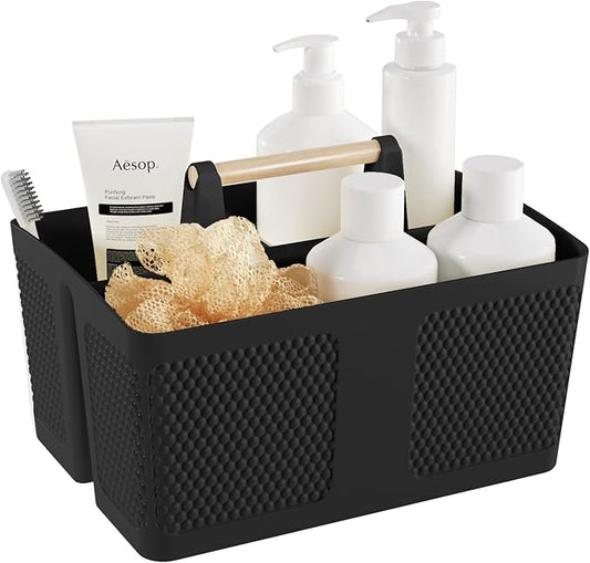 Shower Caddy Portable and Cleaning Caddy Organizer for Bathroom, Kitchen, Toiletries Storage ，Caddy organizer with handle, Rust-Resistant, Durable Material (Black, 9.36" L×7.73" W×7.24" H)-NeatNest