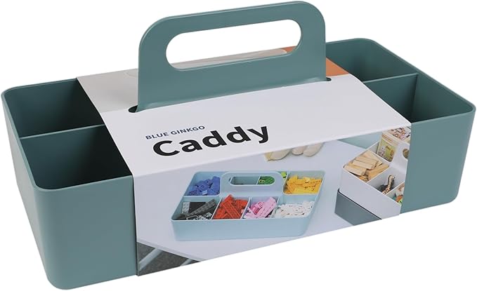 BLUE GINKGO Stackable Organizer Caddy – Korean-Made Portable Tote for Bathroom, Office, Crafts, or School Supplies (Long Rectangle, Green)-NeatNest