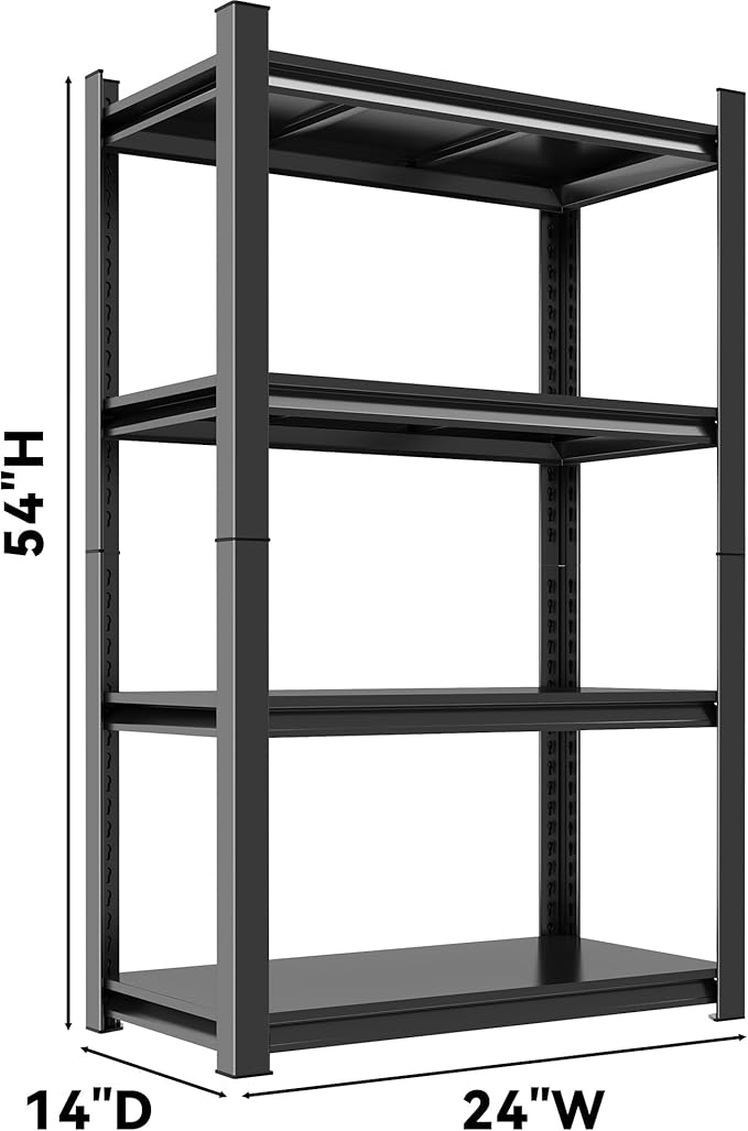 4 Tier Adjustable Bookshelf - Compact Metal Industrial Design for Small Areas - Black Bookcase for Bedroom, Living Room, Kitchen, Balcony Decor