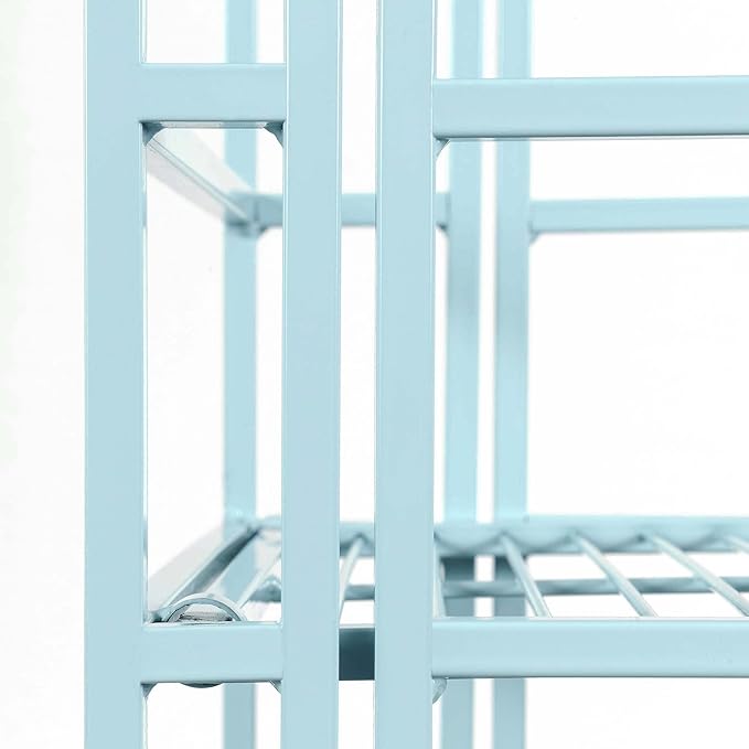 Convenience Concepts Xtra Storage Shelves - 2 Tier Folding Metal Organizer Shelf for Office, Closet, Laundry Room, Garage, Kitchen, Bathroom, & Bedroom, No Tools Assembly, Sea Foam Blue-NeatNest