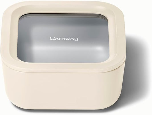 Caraway Glass 4.4 Cup Food Container - Ceramic Coated for Nonstick Storage with Glass Lids - Dishwasher, Oven & Microwave Safe-NeatNest