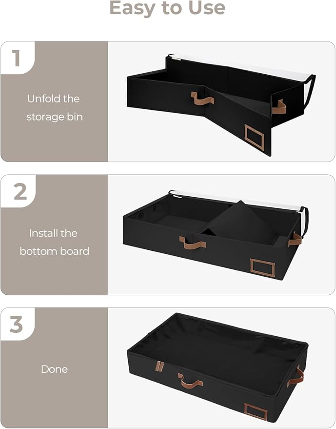 StorageWorks Large Under Bed Storage Containers with Handles and Label Holder, 2 Pack Ultra-thick Fabric Underbed Bins, Closet Organizer for Clothes, Blankets, Sweater-NeatNest