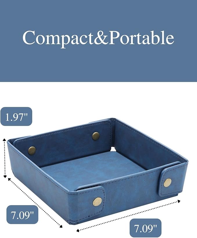 CASIRENA Father's Day Gifts Faux Leather Valet Tray Organizer for Men - Catch-All Tray for Entryway Table Key, Wallet, Watch, Coin Change, Phone, Dresser EDC Dump Jewelry, Bedside Nightstand Desk-top-NeatNest