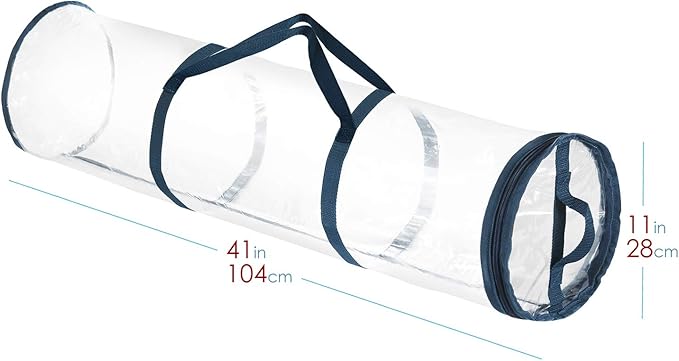 Hearth & Harbor Wrapping Paper Storage Container - Clear Wrapping Paper Holder Fits Up To 14 Rolls of 40" - Tear Proof Gift Wrap Organizer - Premium Bag for Easy Carrying, Blue-NeatNest