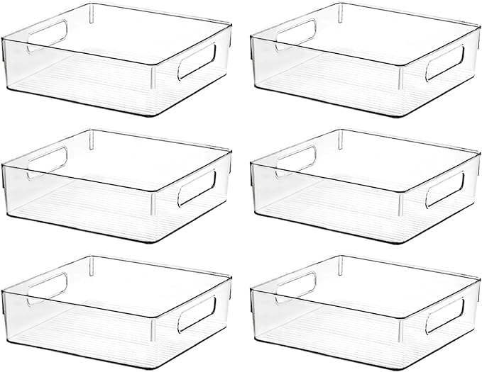 Clear Plastic Storage Bins, Pantry Organizers and Storage or Kitchen Organization and Storage Containers Bins for Organizing, Fridge, Freezer, Bathroom, Pantries, Refrigerator, Cabinet Organizer Bin-NeatNest