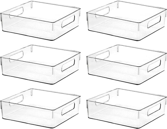 Clear Plastic Storage Bins, Pantry Organizers and Storage or Kitchen Organization and Storage Containers Bins for Organizing, Fridge, Freezer, Bathroom, Pantries, Refrigerator, Cabinet Organizer Bin-NeatNest