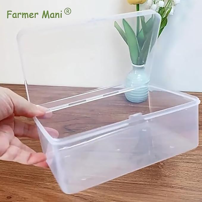 2 Packs Small Transparent Plastic Storage Case (6.69x4.06x2.76 in), Clear Rectangle Bead Organizer Case with Lids for Tiny Beads, Herbs, Pills or Small Items-NeatNest