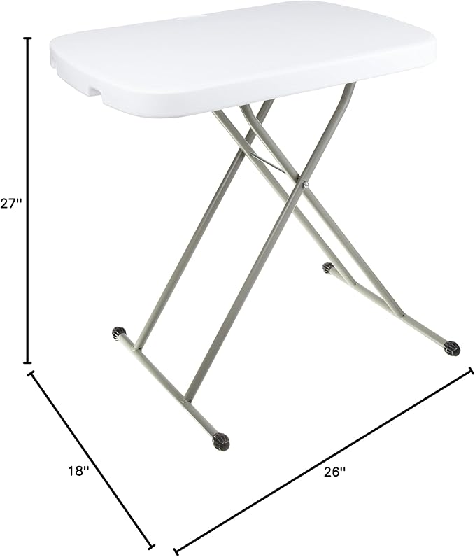 Everyday Home Folding Table - Lightweight Portable Folding Desk - Small Plastic Table for TV Tray, Playing Cards, and Craft Room (White)-NeatNest