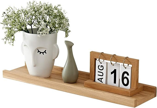 Floating Oak Wood Wall Shelves - 24 Inch (Upgrade Width 6"), Display Picture Ledge Shelf for Bedroom, Living Room, Bathroom, Office, Kitchen Storage-NeatNest