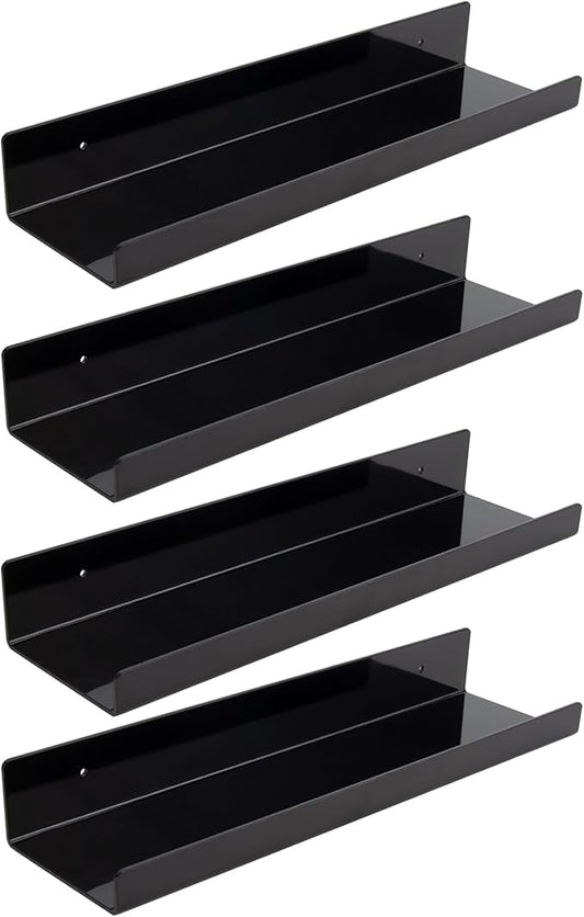 Acrylic Wall Shelf -3 Size&2Color (Black- 4P, 3.9X15 inches)