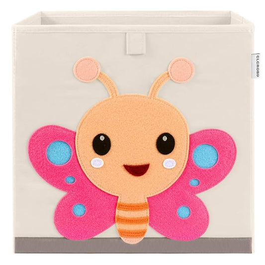CLCROBD Foldable Animal Cube Storage Bins Fabric Toy Box/Chest/Organizer for Kids Nursery, 13 inch (Butterfly)-NeatNest