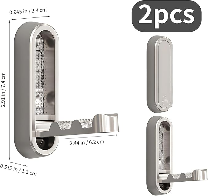 2Pcs Foldable Wall Hooks, Zinc Alloy Folding Hook Silver, Heavy Duty Folding Coat Hooks Wall Mounted for Hanging Coat Towels Bags Keys (Silver, 2 Pack)