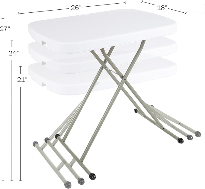 Everyday Home Folding Table - Lightweight Portable Folding Desk - Small Plastic Table for TV Tray, Playing Cards, and Craft Room (White)-NeatNest