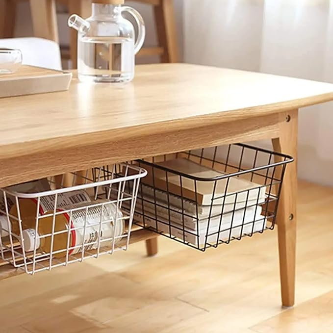15.2" Metal Wire Baskets for Organizing 6 Pack, Household Pantry Storage Freezer Organizer Bins with Handles, Freezer Baskets for Upright Freezer, Refrigerators, Kitchen Cabinets, Black