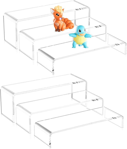 Acina 6Pcs Acrylic Display Risers: 9" Large Product Stand 2-Sets Clear Rectangular Shelf for Candy Dessert Cupcakes Collectibles Figures-NeatNest
