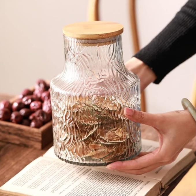 ANSQU Vintage Large Glass Storage Jar, 59 FL OZ Glass Food Storage Container, Cookie Jar
