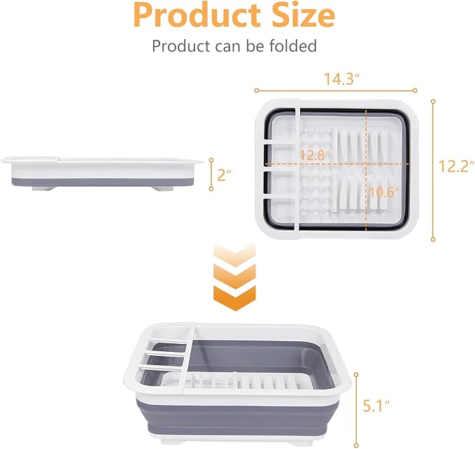 Collapsible Dish Drainer with Drain Plug & Swivel Spout - Space-Saving, Portable Dish Rack for Kitchens, RVs, Campers & Travel Trailers-NeatNest
