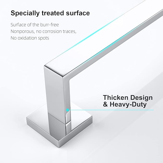 Bagnolux 22 Inch Chrome Bathroom Accessories, Polished Chrome Towel Rack for Bathroom Wall Mounted Towel Bar, Heavy Duty Modern Towel Holder Single Towel Rod (Total Length 23.6-Inch)