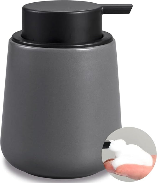 BosilunLife Foam Soap Dispenser - 12 oz Bathroom Lotion Hand Pump Dispenser Grey Foaming Soap Dispenser Ceramic Dish Liquid Dispenser for Kitchen Hand Wash Dispenser-NeatNest