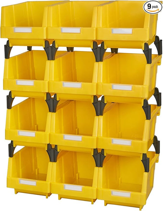 Hardware Storage Bins for Garage&tool room(Yellow,pack of 12)