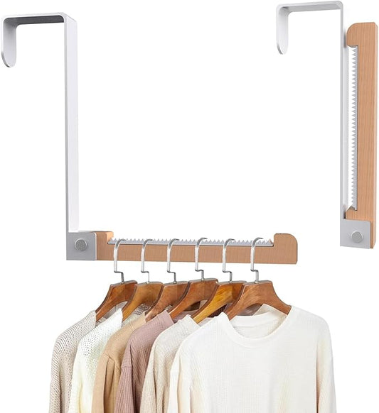 2-Pack Over Door Hooks, Foldable Heavy Duty White, Space-Saving Hangers for Coats, Towels & Robes - Bathroom, Bedroom, Closet Organizer