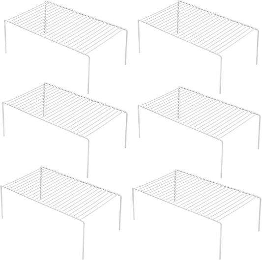 Cabinet Storage Shelf Rack Set of 6, Medium (13 x 9.4 inch) Rustproof Metal Wire Kitchen Cabinet Organizer and Storage, Cupboard Spice Shelf Rack for Plate, Dish, Counter & Pantry Organization-NeatNest