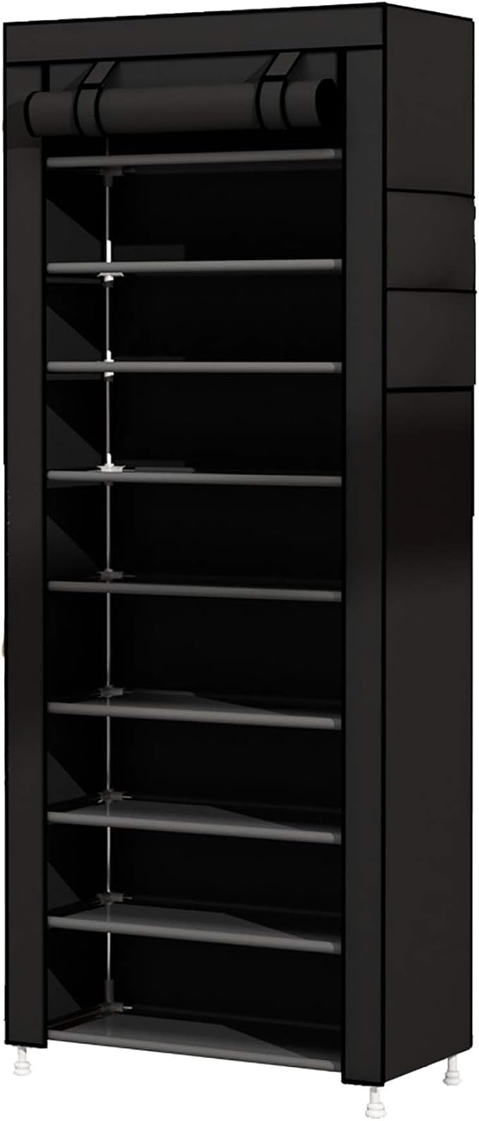 UDEAR 9 Tier Shoe Rack with Dustproof Cover Shoe Shelf Storage Organizer Black-NeatNest