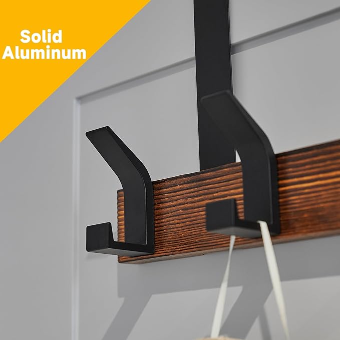 Over The Door Hooks - Door Hanger Hooks, Over The Door Towel Rack for Bathroom Pine Wood Over The Door Hooks for Hanging 16.9 Inches