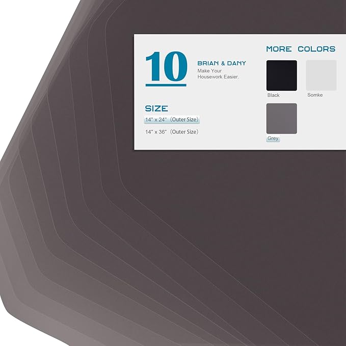 BRIAN & DANY Wire Shelf Liner 14" X 24", Set of 10, Heavy Duty Shelf Liners for Wire Shelving, Waterproof Wire Rack Shelf Cover, Charcoal-NeatNest