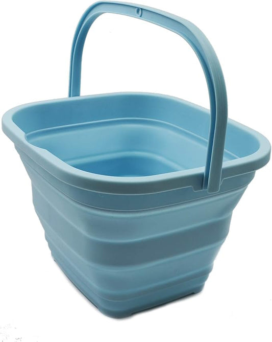 SAMMART 11L (2.9 Gallon) Collapsible Rectangular Handy Basket/Bucket (1, White/Sea Angel)-NeatNest