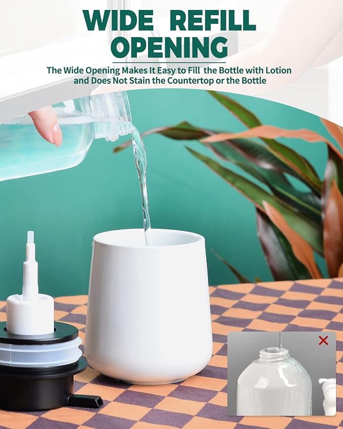 Bosilunlife Foam Soap Dispenser - 12Oz Matte White Ceramic Foaming Hand Soap Dispenser for Bathroom Refillable Liquid Kitchen Dish Hand Wash Dispenser Modern-NeatNest