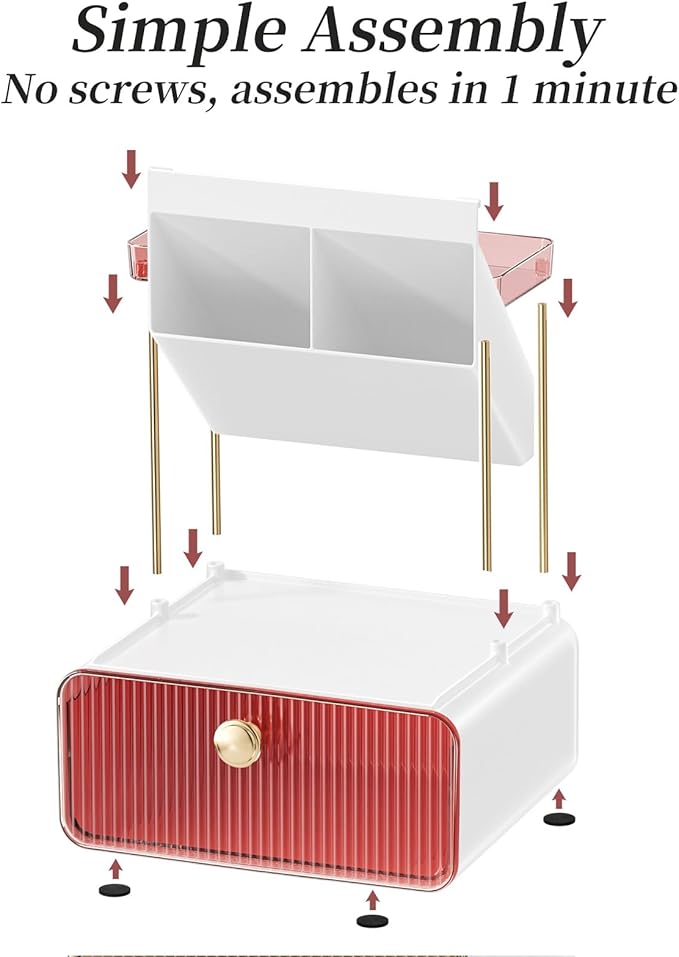 2-Tier Makeup Organizers Countertop,Versatile Bathroom Counter Organizer,Cosmetic Make Up Organizers for Vanity,Cute Skincare Organizer (Blush)-NeatNest