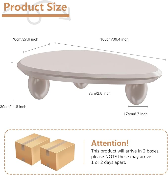 Irregular Coffee Table with 3 Oval Legs Cream White Live Edge Coffee Table Modern Cute Cloud Indoor Central Table Low Tea Table for Living Room Easy Assembly,Water Drop c White 39.4"
