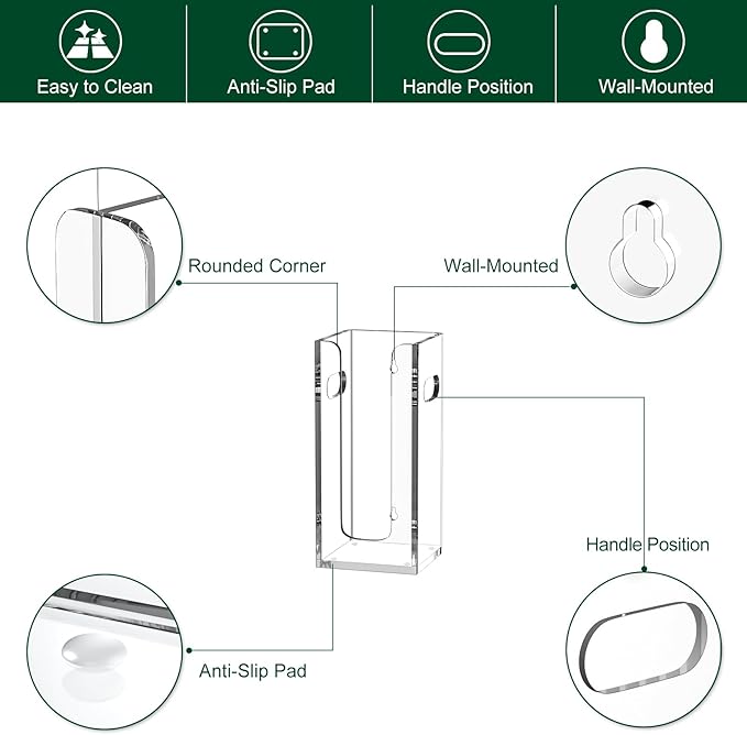 Disposable Coffee Cup Dispenser with Handles, Countertop or Wall Mount Hot/Cold Drink Cup and Lid Holder - Bathroom/Kitchen/Office Acrylic Cup Lid Storage Organizer (1 Compartment, Clear)-NeatNest