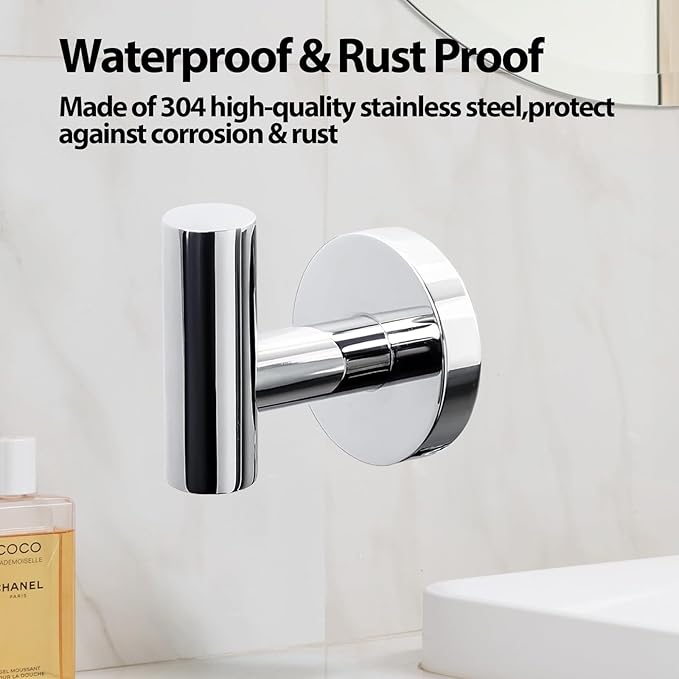 Kruodop Towel Hooks for Bathroom,2 Packs Wall Mount Towel Holder,Black Matte Wall Robe Hook,Stainless Steel Heavy Duty Door Hanger Towel Hook for Kitchen, Bedroom,Hotel,Pool,Coats