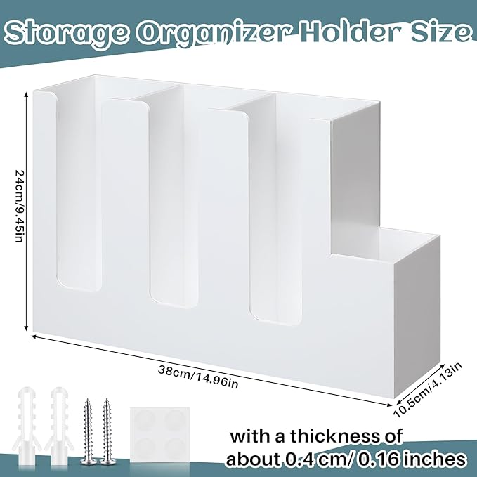 Cunhill 4 Compartments Acrylic Coffee Cup and Lid Storage Organizer Holder Disposable Paper Cup Dispenser Organizer Plastic Lid Holder Accessories for Kitchen Bar Shop Party Supplies (White)-NeatNest