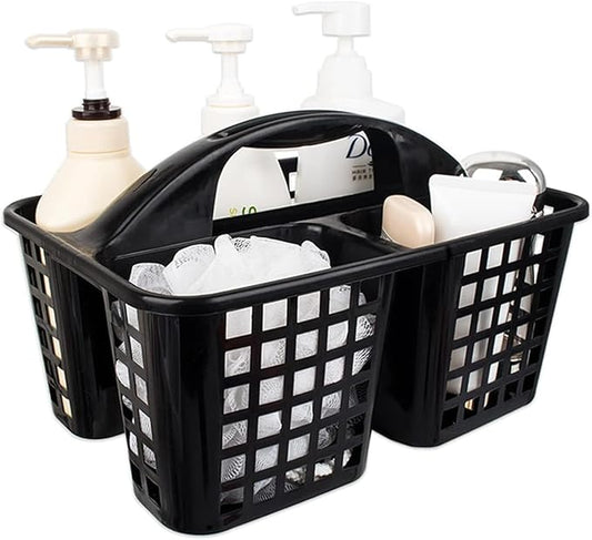 Portable Shower Caddy Basket,Convenient Cleaning Supplies Organizer with Compartments and Handle,Ideal for Bathroom, Bedroom, Kitchen, College Dorm,Garden,etc.12.4" x 7.4" x 5.1"black