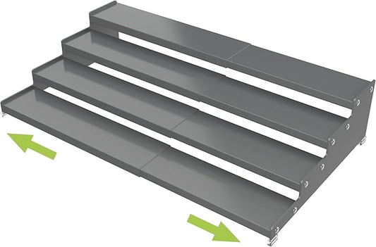 Expandable 4-Tier Step Spice Rack Organizer for Kitchen Cabinet Modern Design and Non Skid Space Saving Storage Shelf for Countertop Cabinets Pantry (1Pack/Gun-Grey)-NeatNest