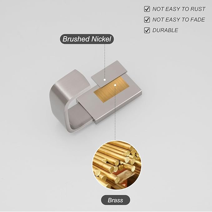 BESy Clothes Hook Single Towel Hooks for Bathroom Kitchen Garage Square Style Robe Hooks Coat and Hat Hook, Self Adhesive with Glue or Wall Mounted with Screws, Stainless Steel，Brushed Nickel-NeatNest