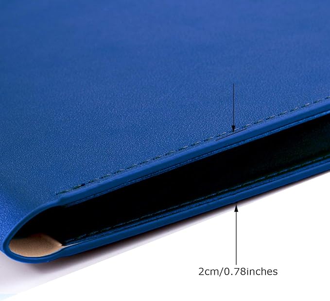 Enyuwlcm PU A4 Leather File Folder Document Holder Folder Stylish Portfolio Envelope Case with Strap and Invisible Magnetic Closure (Blue)