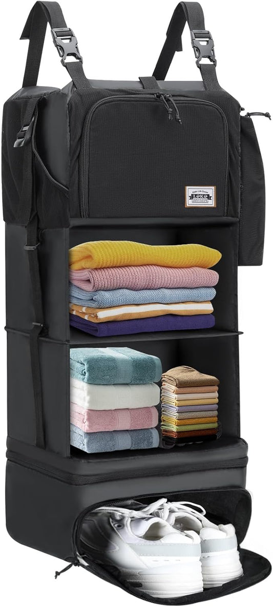Hanging Packing Cubes for Travel – Portable Closet Organizer with Shoe Compartment, Compression Travel Shelves for 24–32 Inch Suitcases, Foldable Carry-On Packing System-NeatNest