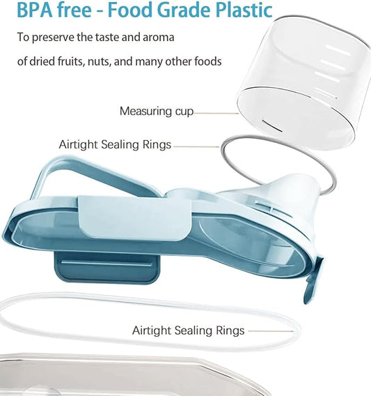 Cereal Containers Storage,2L Airtight Large Dry Food Storage Containers with Pouring Spout, Measuring Cup for Flour and Grain,BPA Free Plastic Dispenser-NeatNest